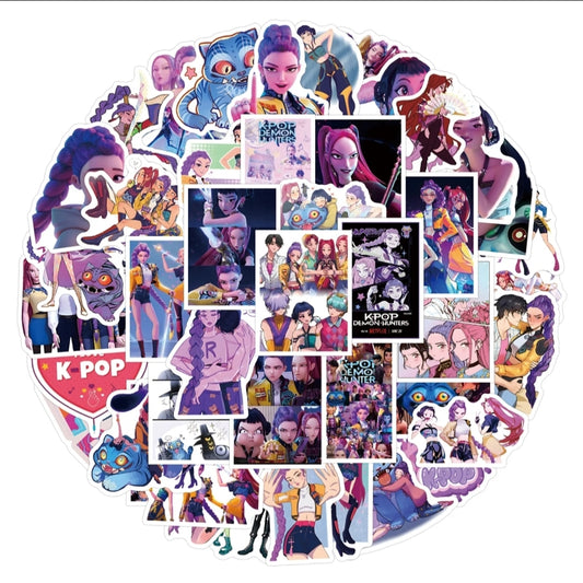 Demon Hunter Anime-Style Stickers – Dark Fantasy Vinyl Decals | Waterproof Cartoon Stickers 50-Pack