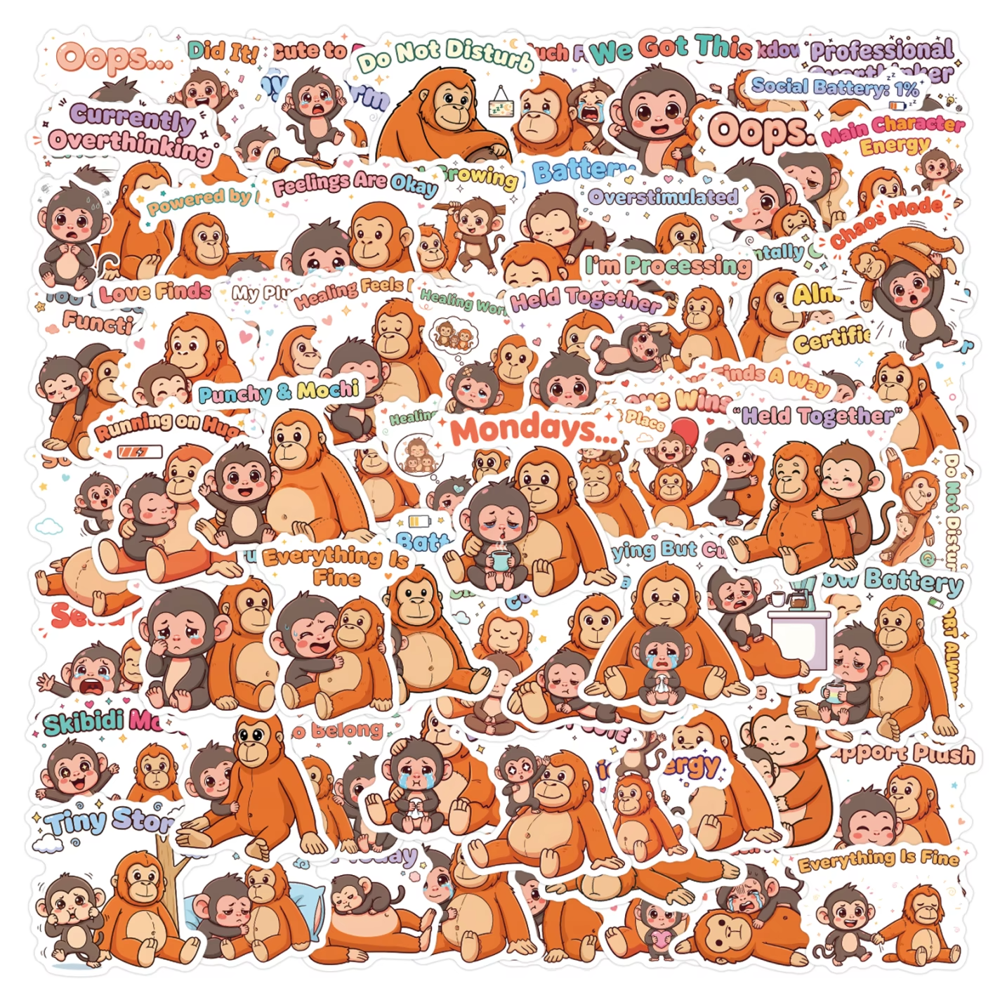 Punch The Monkey 100PCS Emotional Support Stickers