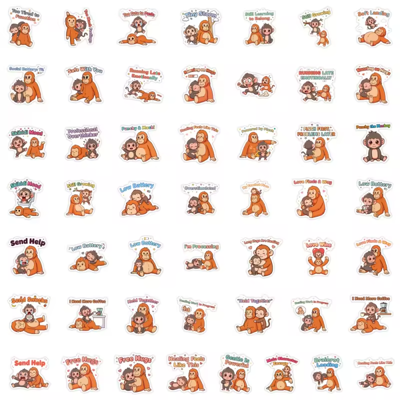 Punch The Monkey 100PCS Emotional Support Stickers