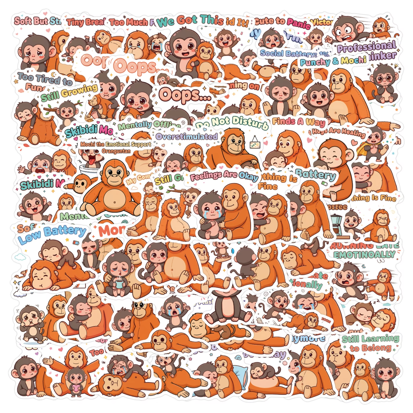 Punch The Monkey 100PCS Emotional Support Stickers
