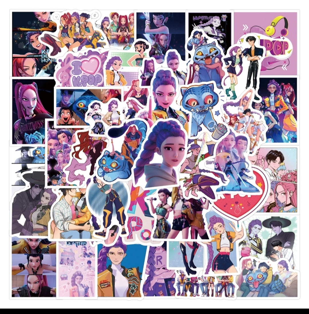 Demon Hunter Anime-Style Stickers – Dark Fantasy Vinyl Decals | Waterproof Cartoon Stickers 50-Pack