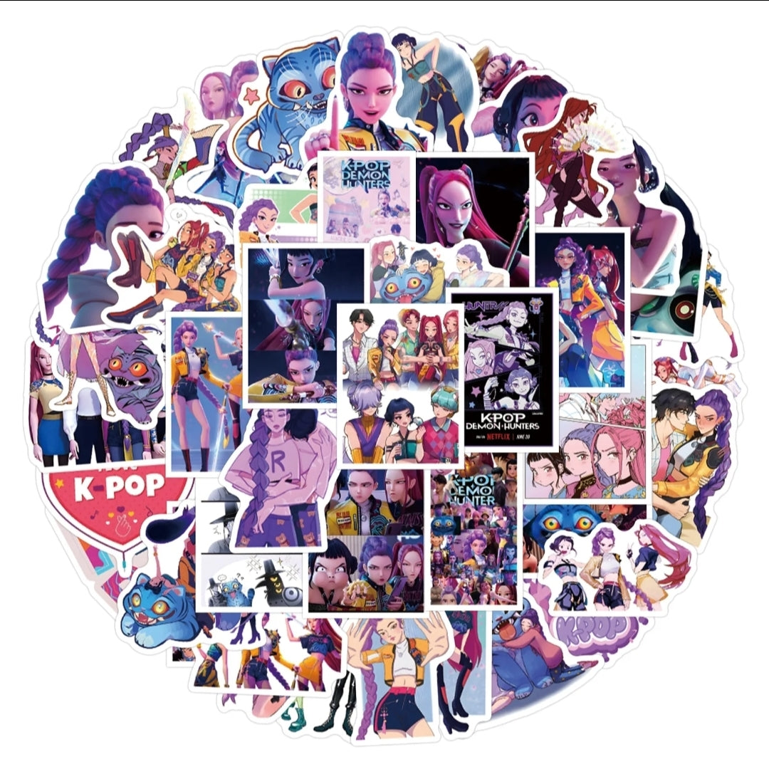 Demon Hunter Anime-Style Stickers – Dark Fantasy Vinyl Decals | Waterproof Cartoon Stickers 50-Pack