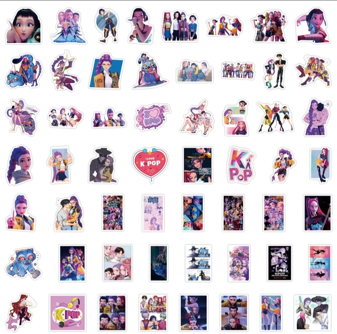 Demon Hunter Anime-Style Stickers – Dark Fantasy Vinyl Decals | Waterproof Cartoon Stickers 50-Pack