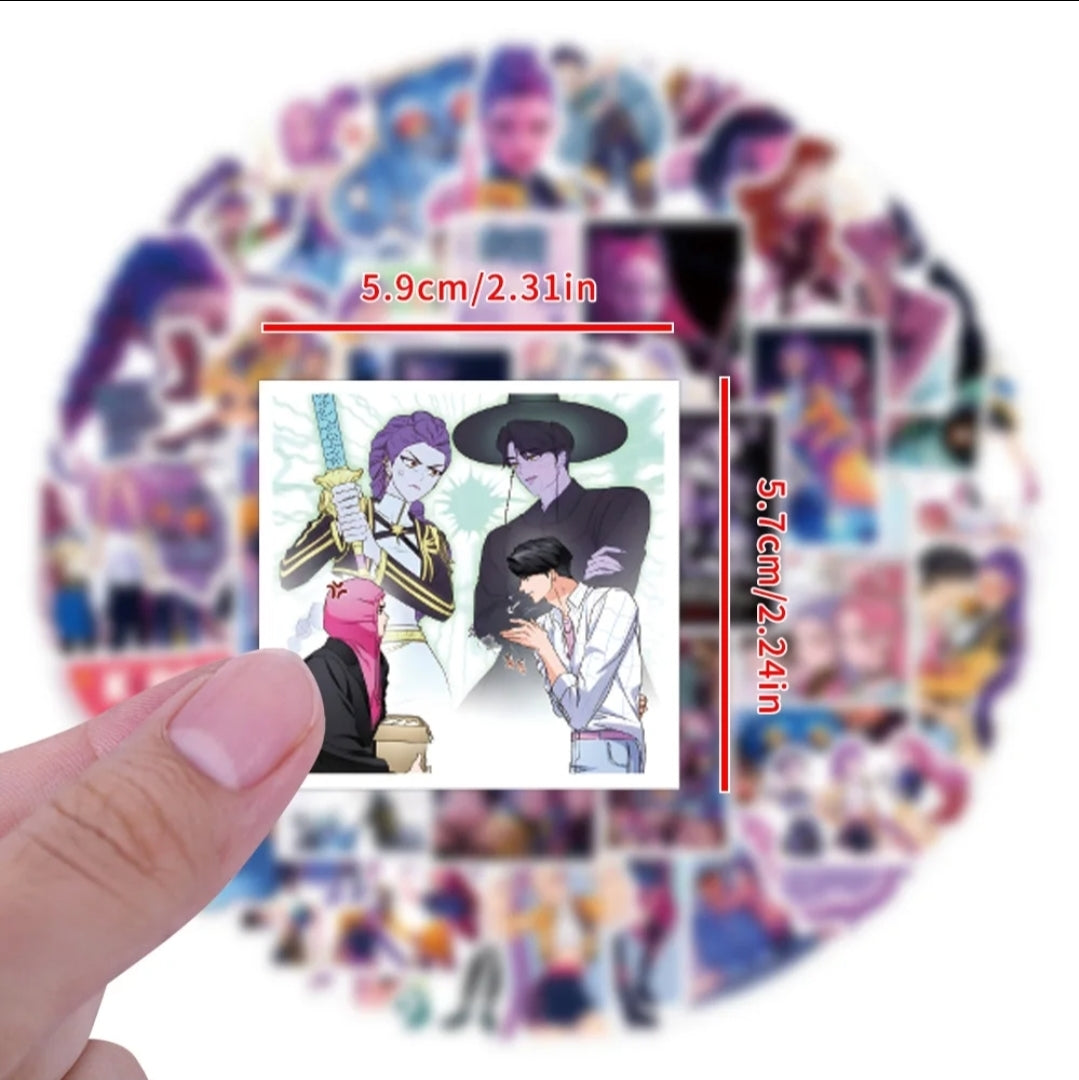 Demon Hunter Anime-Style Stickers – Dark Fantasy Vinyl Decals | Waterproof Cartoon Stickers 50-Pack