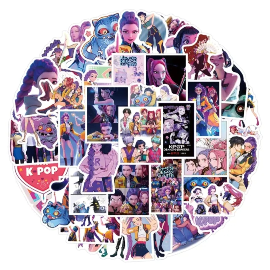 Demon Hunter Anime-Style Stickers – Dark Fantasy Vinyl Decals | Waterproof Cartoon Stickers 50-Pack