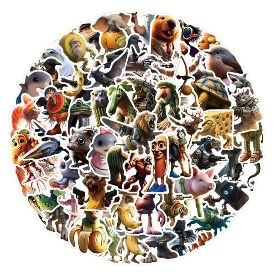 Italian Brainrot Meme Stickers – Absurd Humor Vinyl Decals | Waterproof Cartoon Stickers 100-Pack